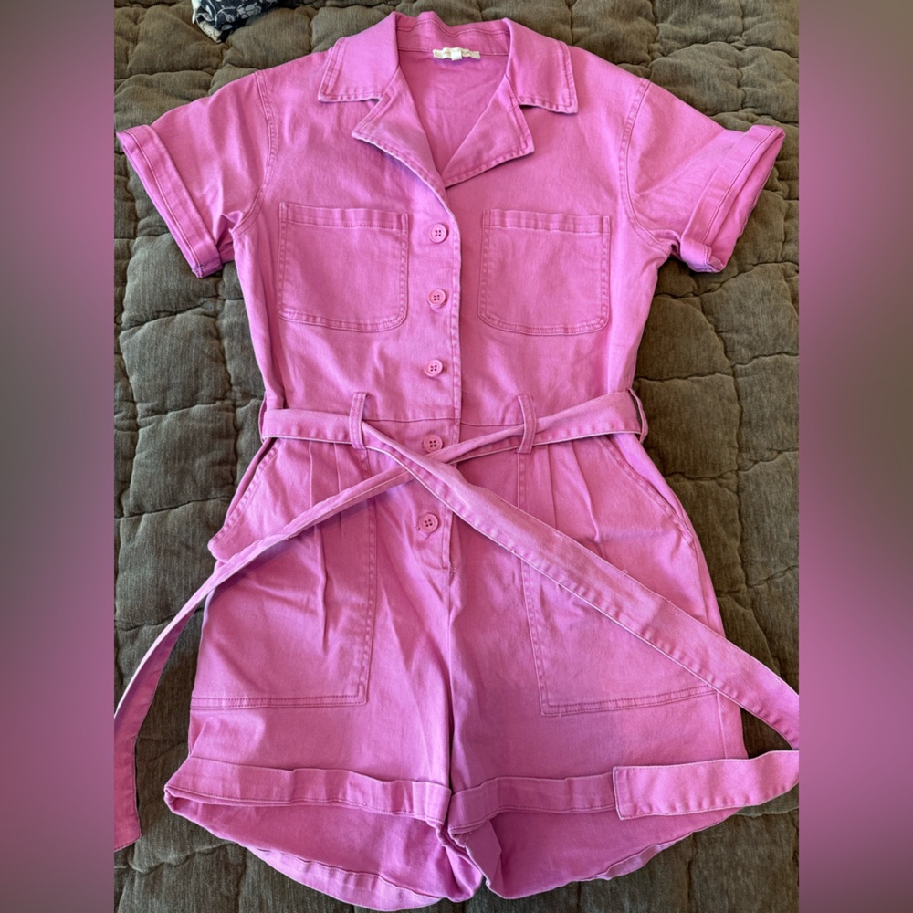 Pink Denim Romper